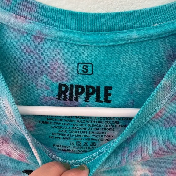 URBAN OUTFITTERS SUN TIE DYE SHIRT SMALL UNISEX PURPLE BLUE RIPPLE TEE CLOUDS - Picture 4 of 4